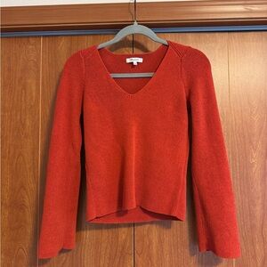 Madewell Women's V-Neck Sweater in Red-Orange